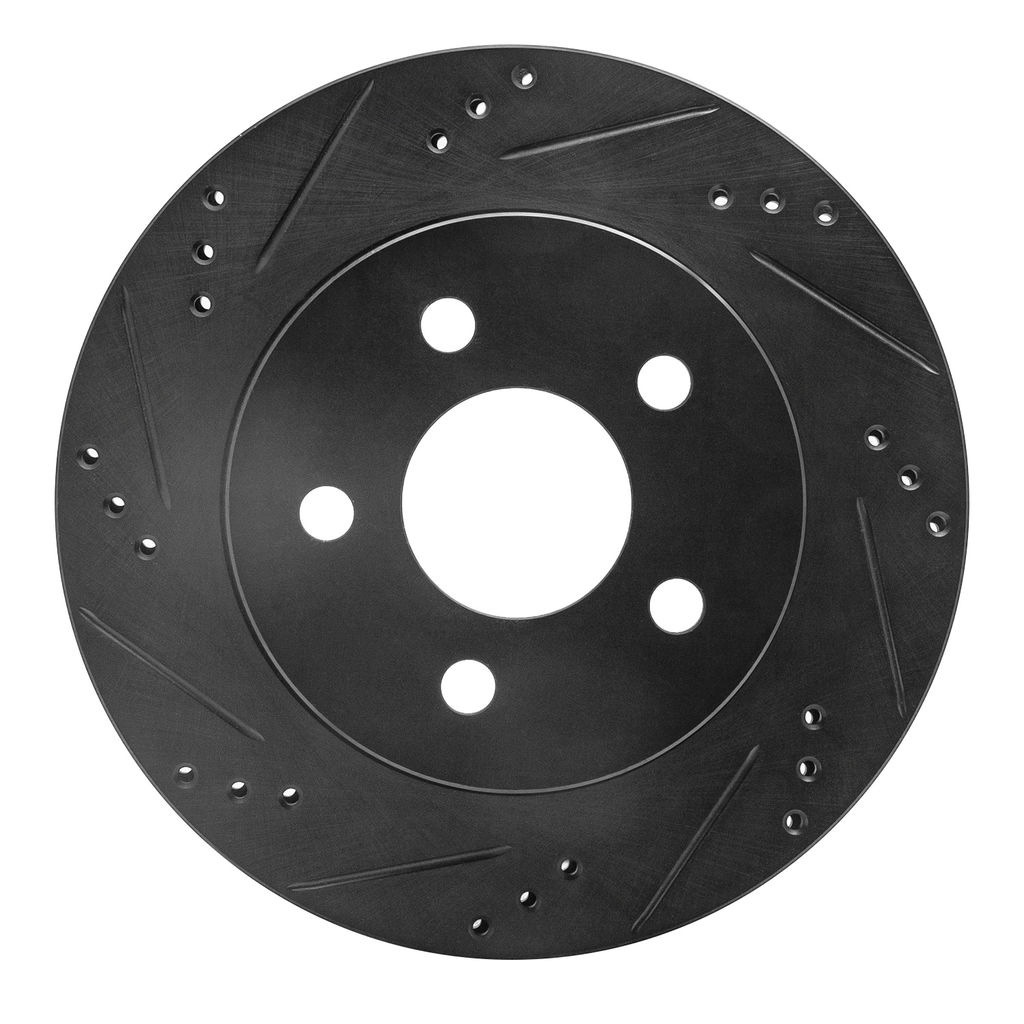 Dynamic Friction 633-47025L - Drilled and Slotted Black Zinc Brake Rotor