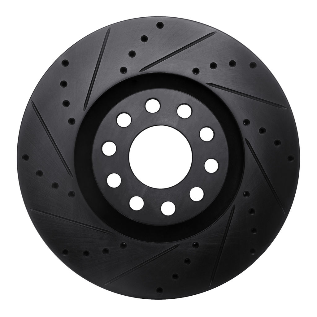 Dynamic Friction 633-73019L - Drilled and Slotted Black Zinc Brake Rotor