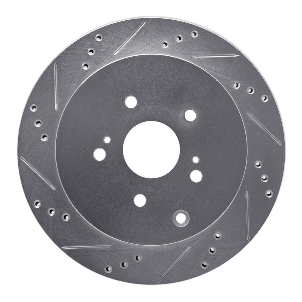 Dynamic Friction 631-01015L - Drilled and Slotted Silver Zinc Brake Rotor