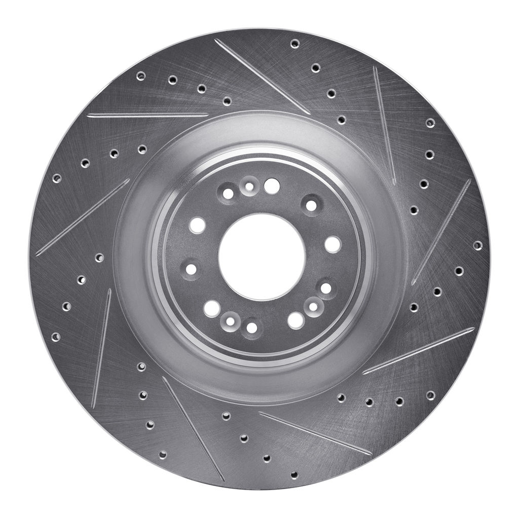 Dynamic Friction 631-10001R - Drilled and Slotted Silver Zinc Brake Rotor