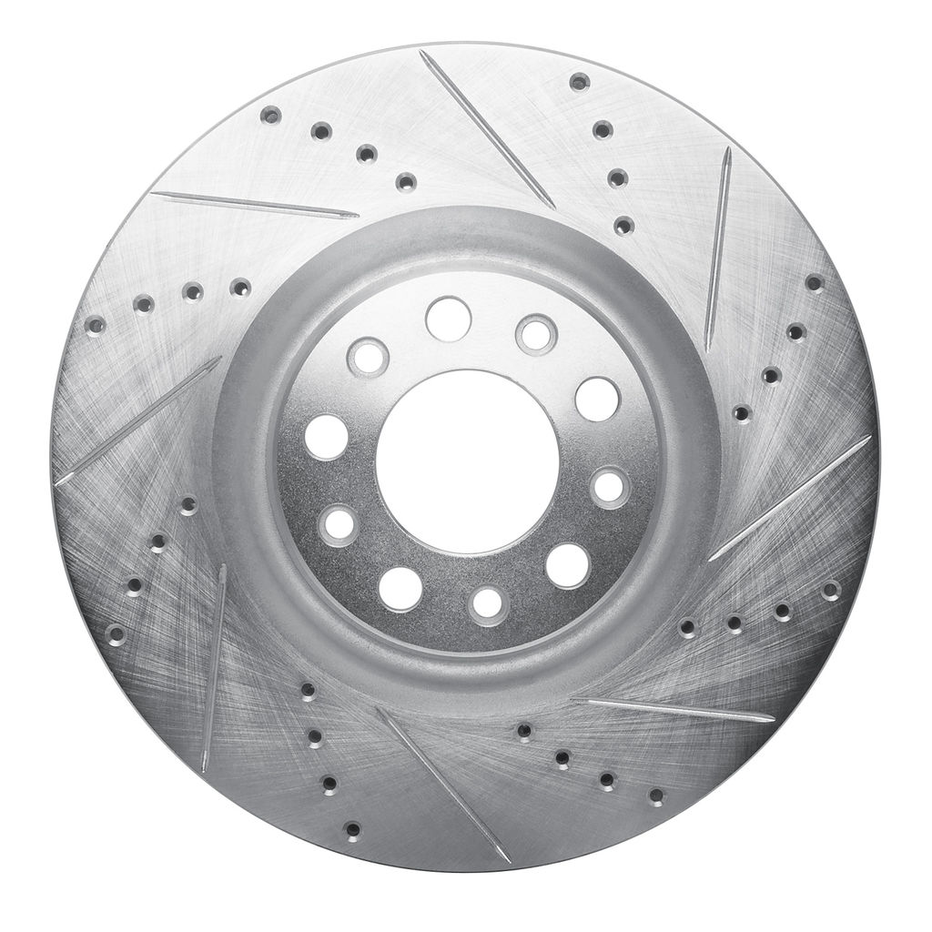 Dynamic Friction 631-16012R - Drilled and Slotted Silver Zinc Brake Rotor
