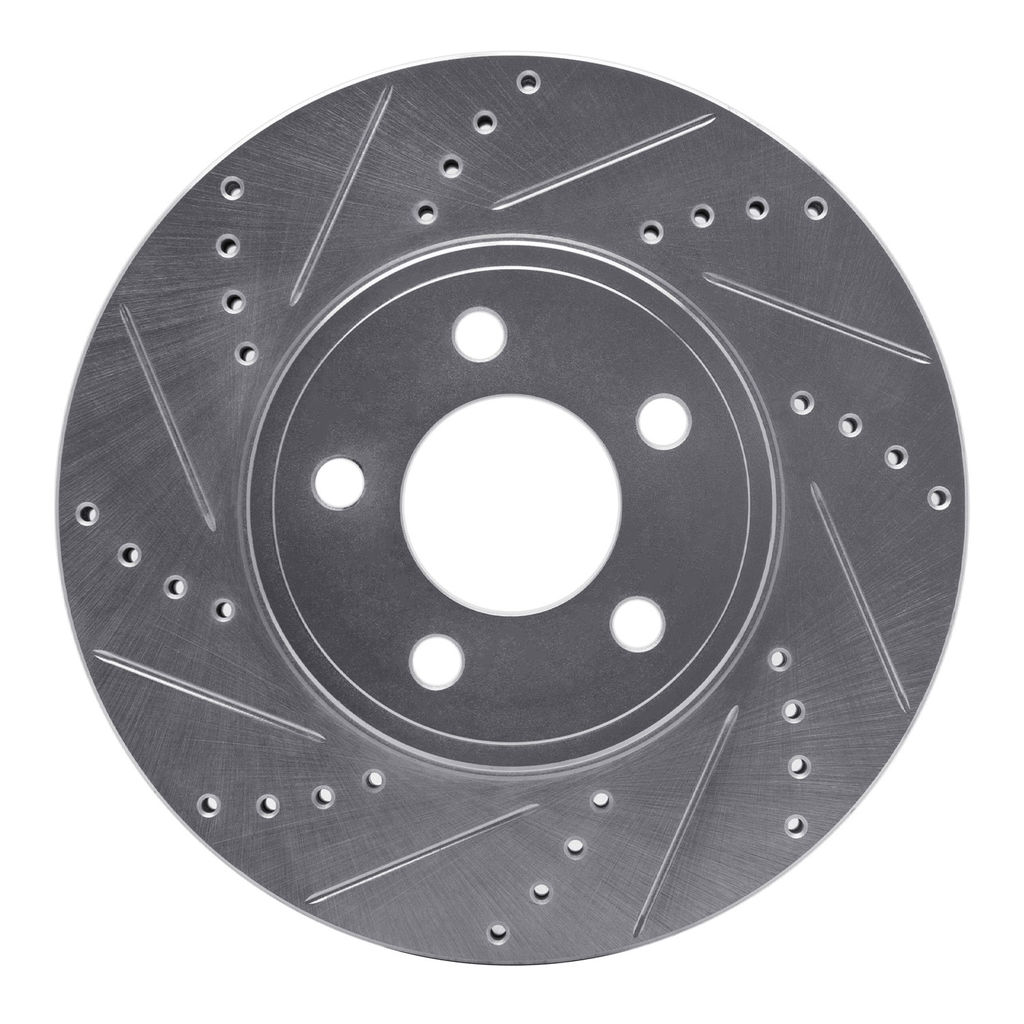 Dynamic Friction 631-56019L - Drilled and Slotted Silver Zinc Brake Rotor
