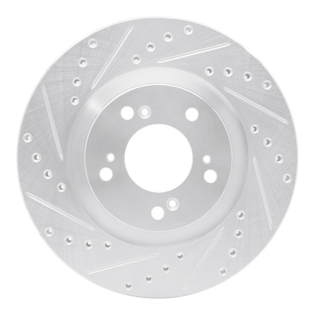 Dynamic Friction 631-59027L - Drilled and Slotted Silver Zinc Brake Rotor