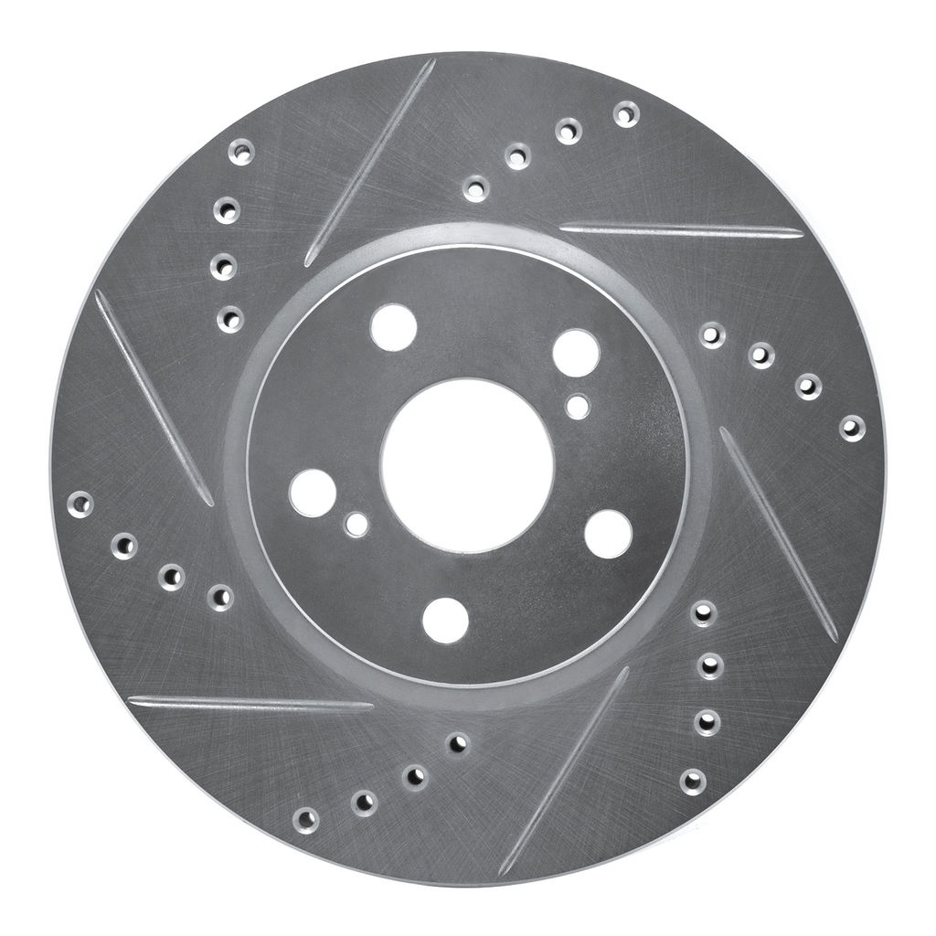 Dynamic Friction 631-76081L - Drilled and Slotted Silver Zinc Brake Rotor