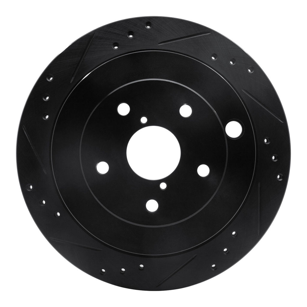 Dynamic Friction 633-13036L - Drilled and Slotted Black Zinc Brake Rotor