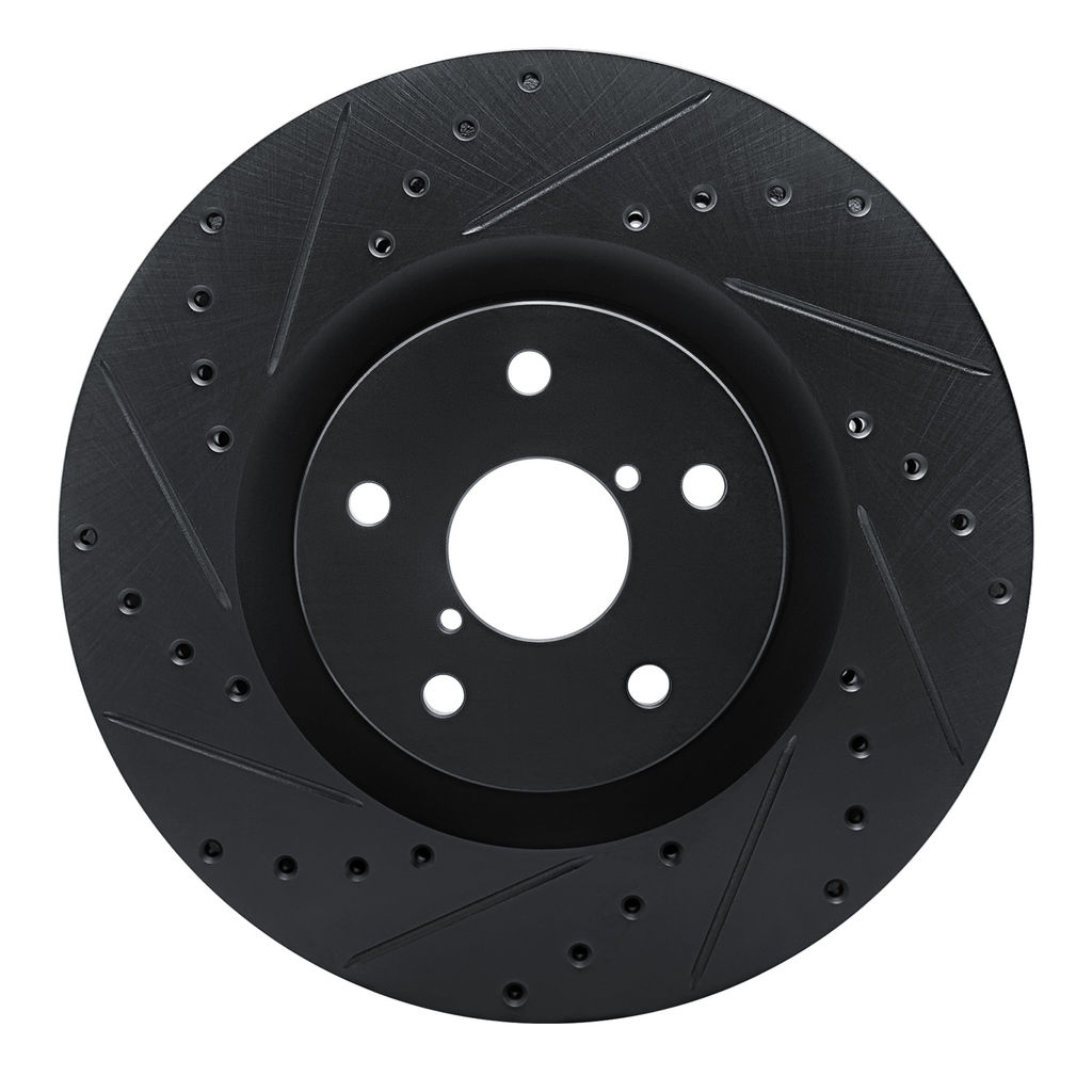 Dynamic Friction 633-13043L - Drilled and Slotted Black Zinc Brake Rotor