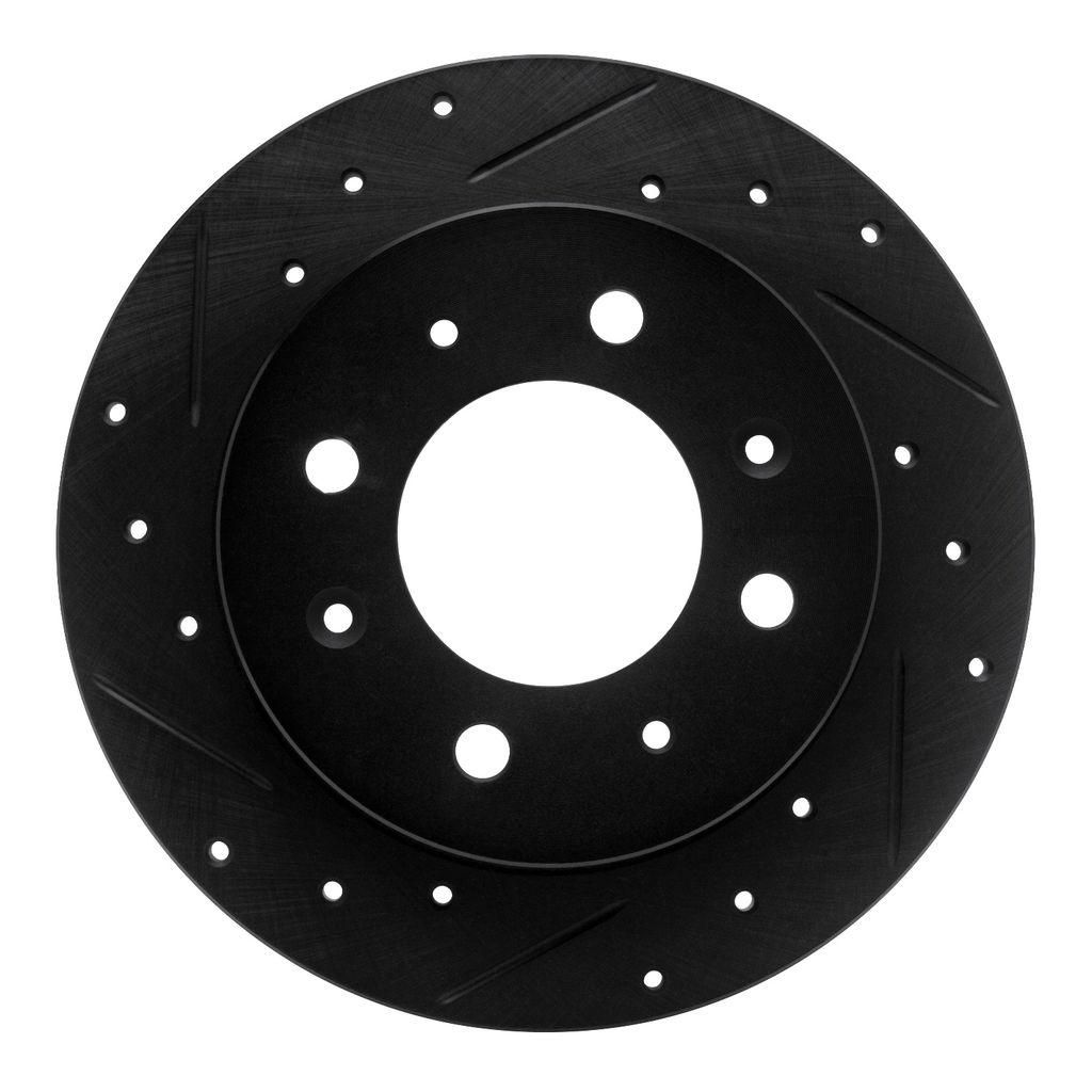 Dynamic Friction 633-21008L - Drilled and Slotted Black Zinc Brake Rotor
