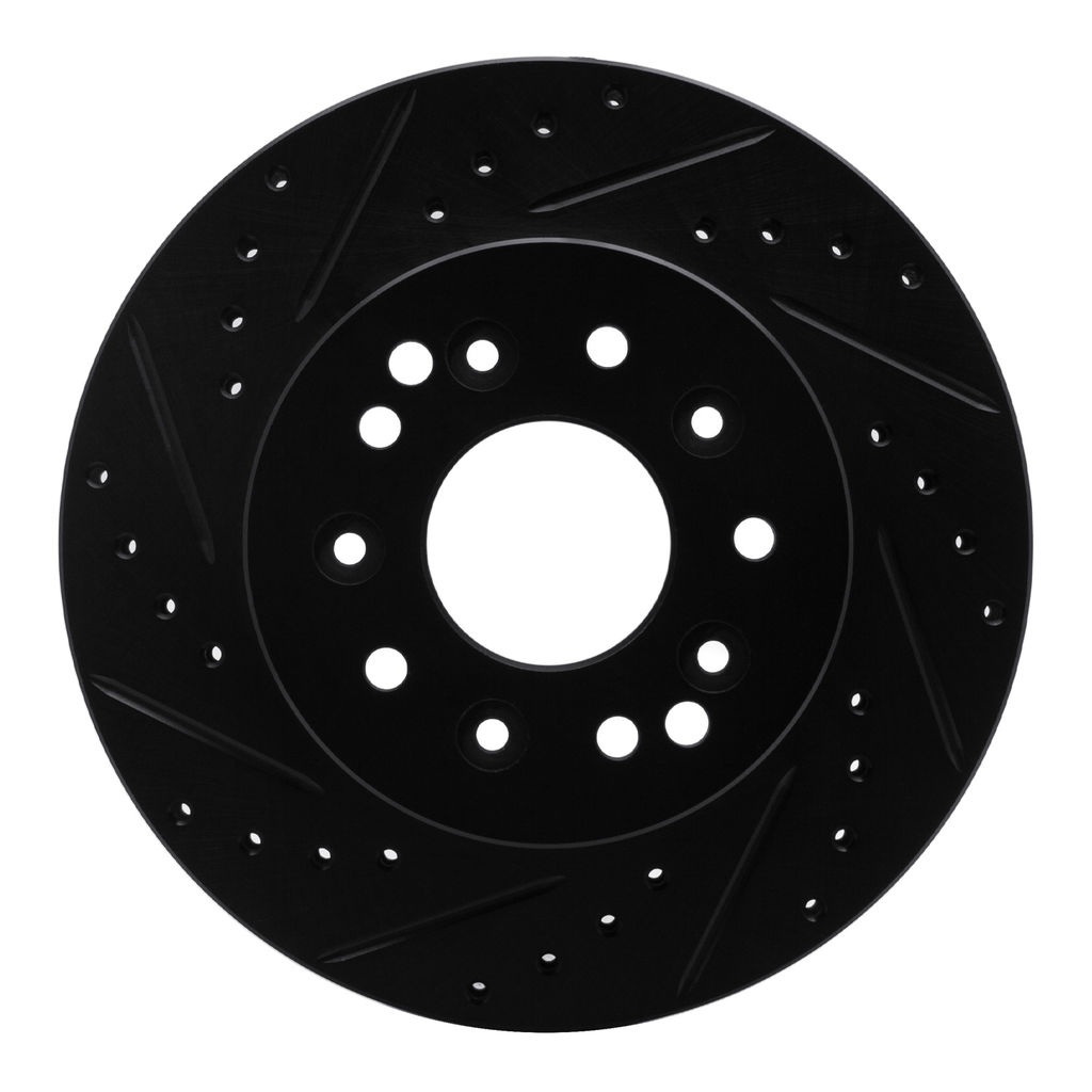 Dynamic Friction 633-47008L - Drilled and Slotted Black Zinc Brake Rotor