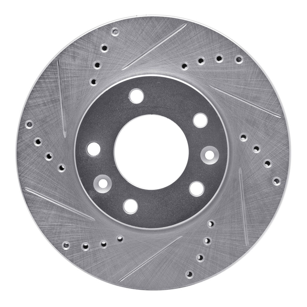 Dynamic Friction 631-21022L - Drilled and Slotted Silver Zinc Brake Rotor