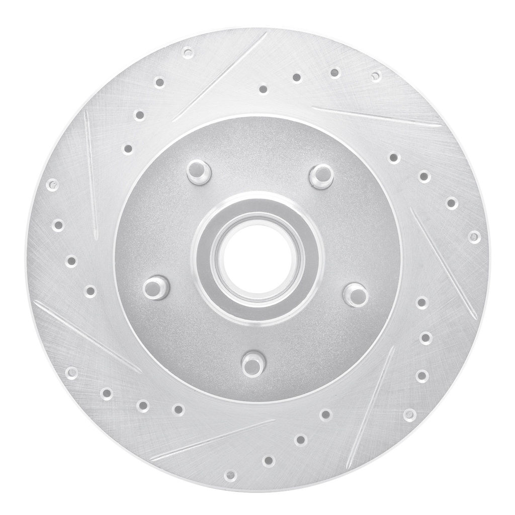 Dynamic Friction 631-48024L - Drilled and Slotted Silver Zinc Brake Rotor