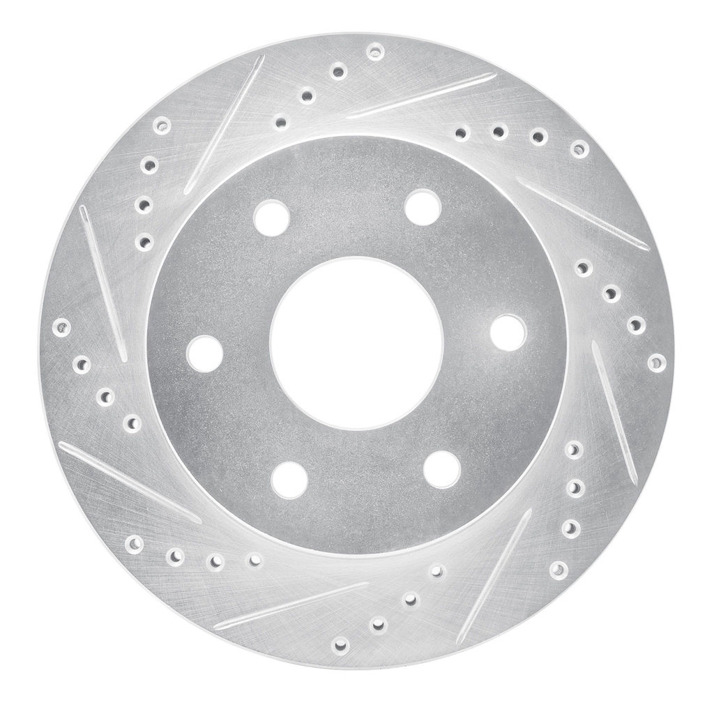 Dynamic Friction 631-48036L - Drilled and Slotted Silver Zinc Brake Rotor