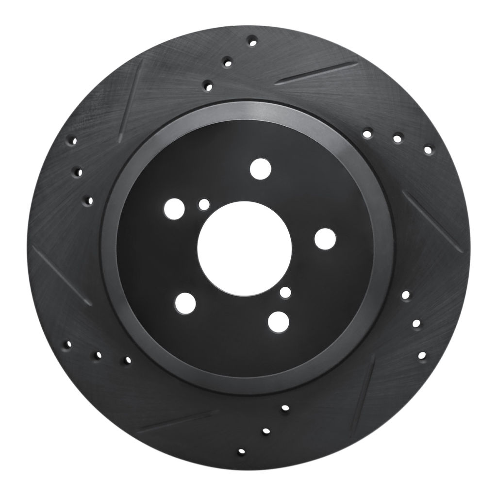 Dynamic Friction 633-13047L - Drilled and Slotted Black Zinc Brake Rotor