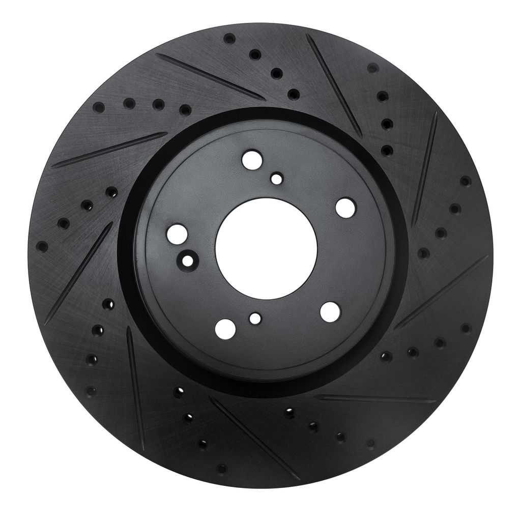Dynamic Friction 633-59064R - Drilled and Slotted Black Zinc Brake Rotor