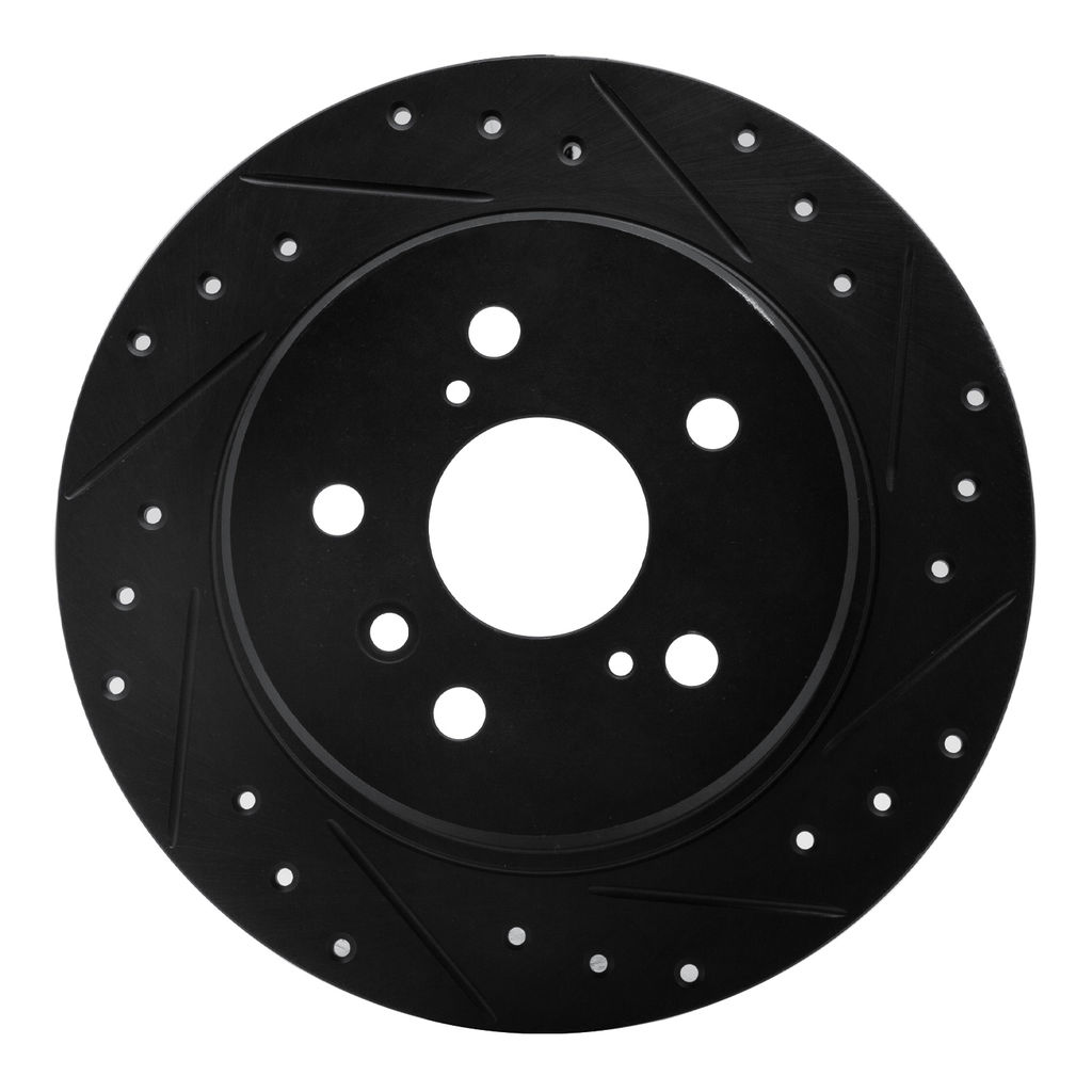 Dynamic Friction 633-76114R - Drilled and Slotted Black Zinc Brake Rotor