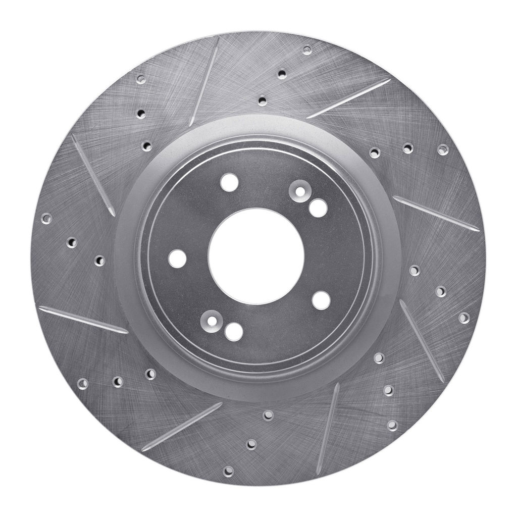 Dynamic Friction 631-03032L - Drilled and Slotted Silver Zinc Brake Rotor