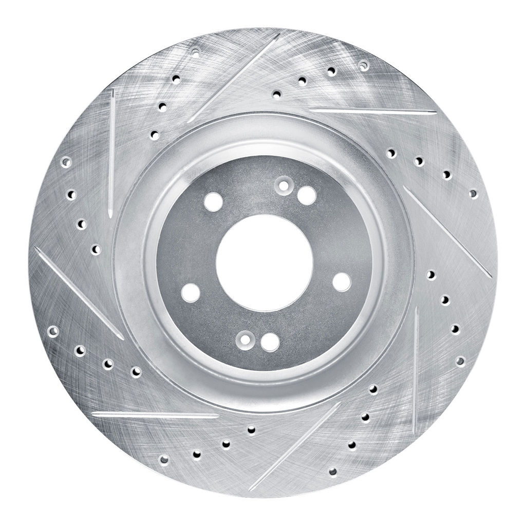 Dynamic Friction 631-03061L - Drilled and Slotted Silver Zinc Brake Rotor