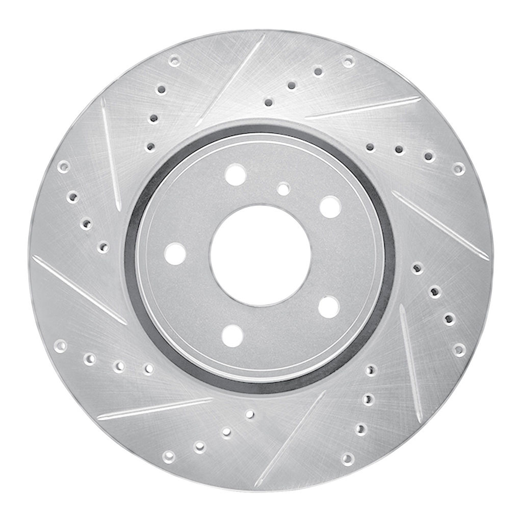 Dynamic Friction 631-68014L - Drilled and Slotted Silver Zinc Brake Rotor