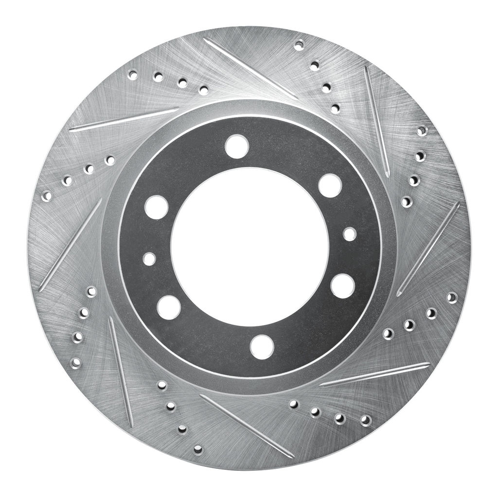 Dynamic Friction 631-76128R - Drilled and Slotted Silver Zinc Brake Rotor