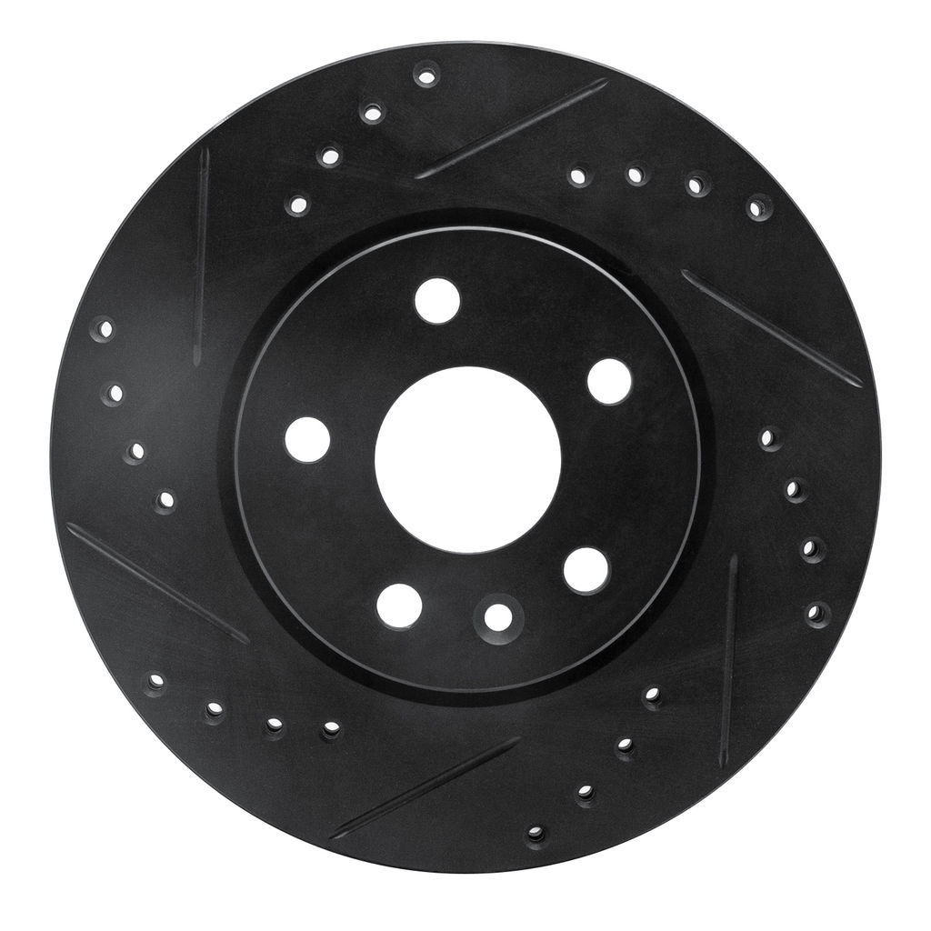Dynamic Friction 633-47043L - Drilled and Slotted Black Zinc Brake Rotor