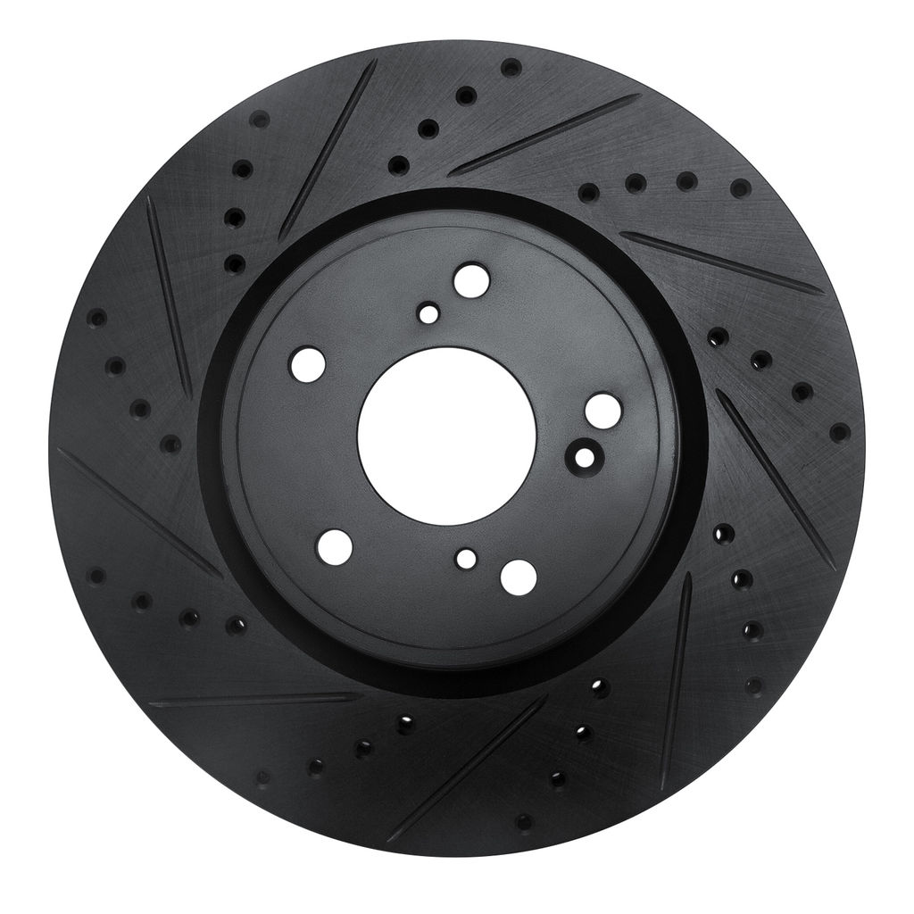 Dynamic Friction 633-59064L - Drilled and Slotted Black Zinc Brake Rotor