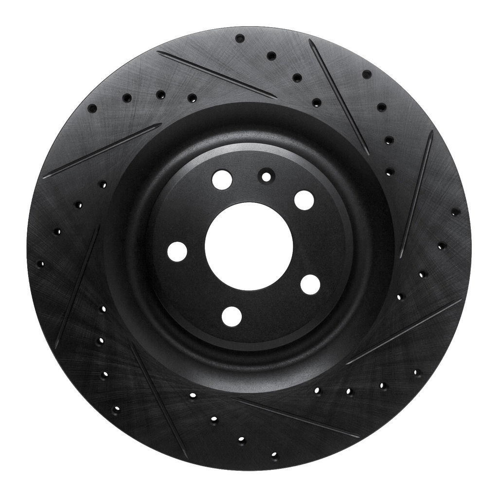 Dynamic Friction 633-73079R - Drilled and Slotted Black Zinc Brake Rotor