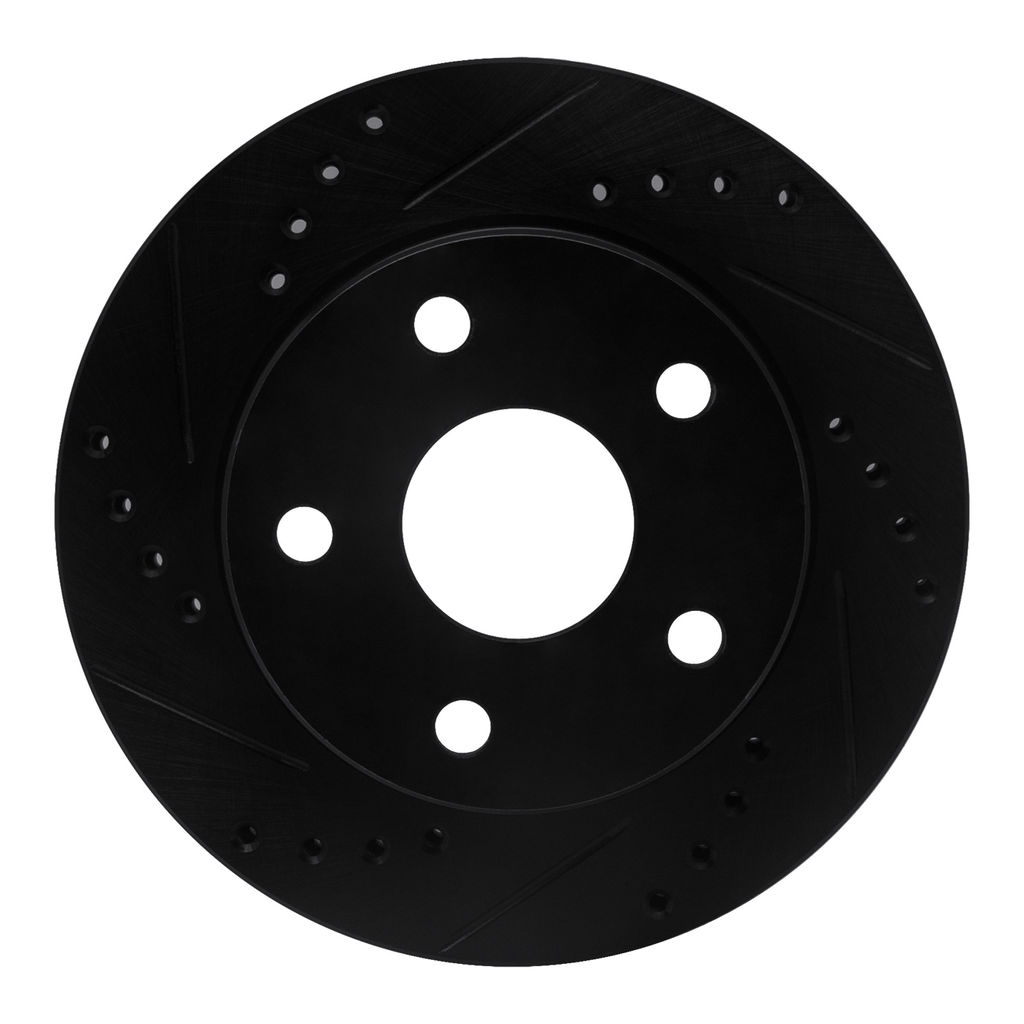 Dynamic Friction 633-76108L - Drilled and Slotted Black Zinc Brake Rotor
