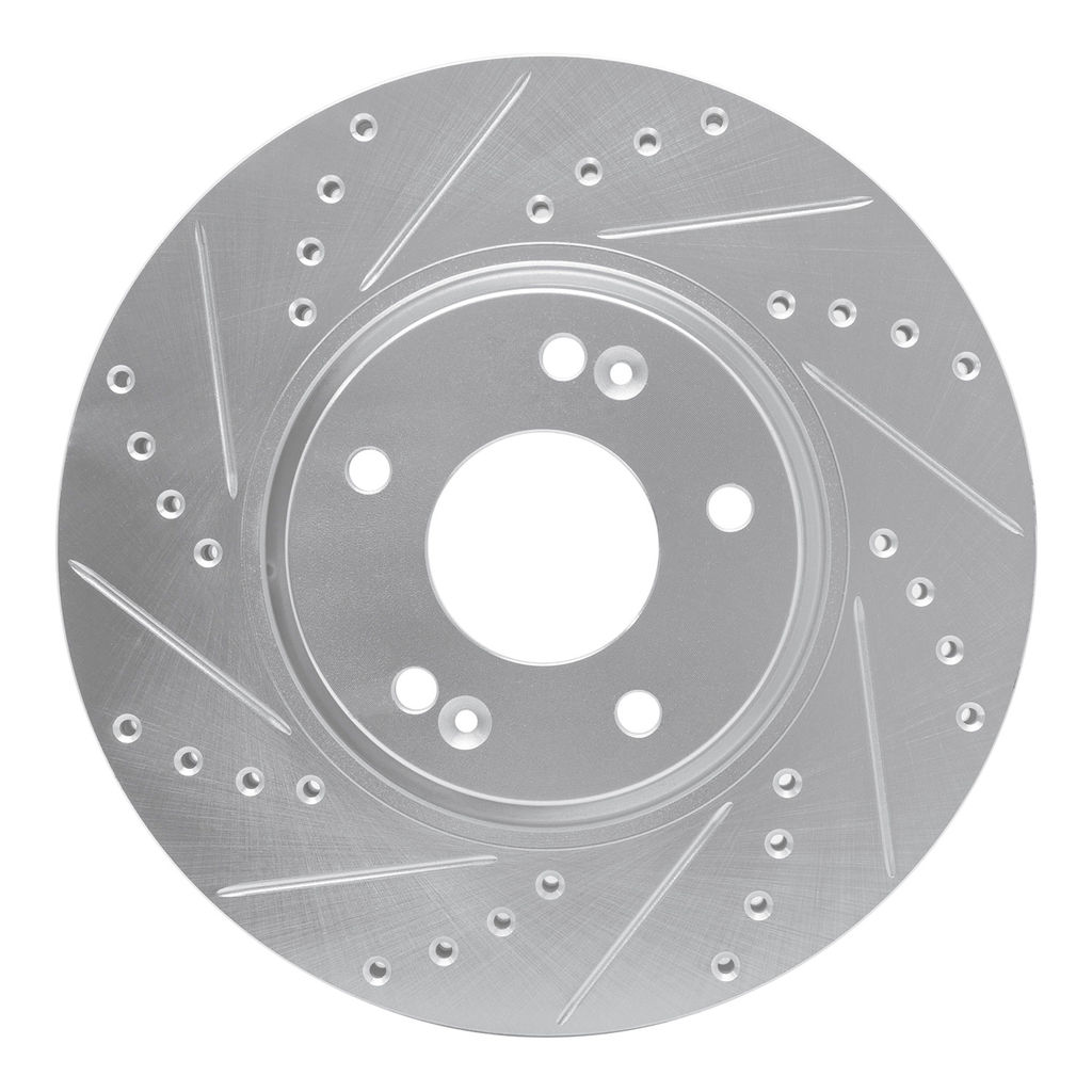 Dynamic Friction 631-21032L - Drilled and Slotted Silver Zinc Brake Rotor