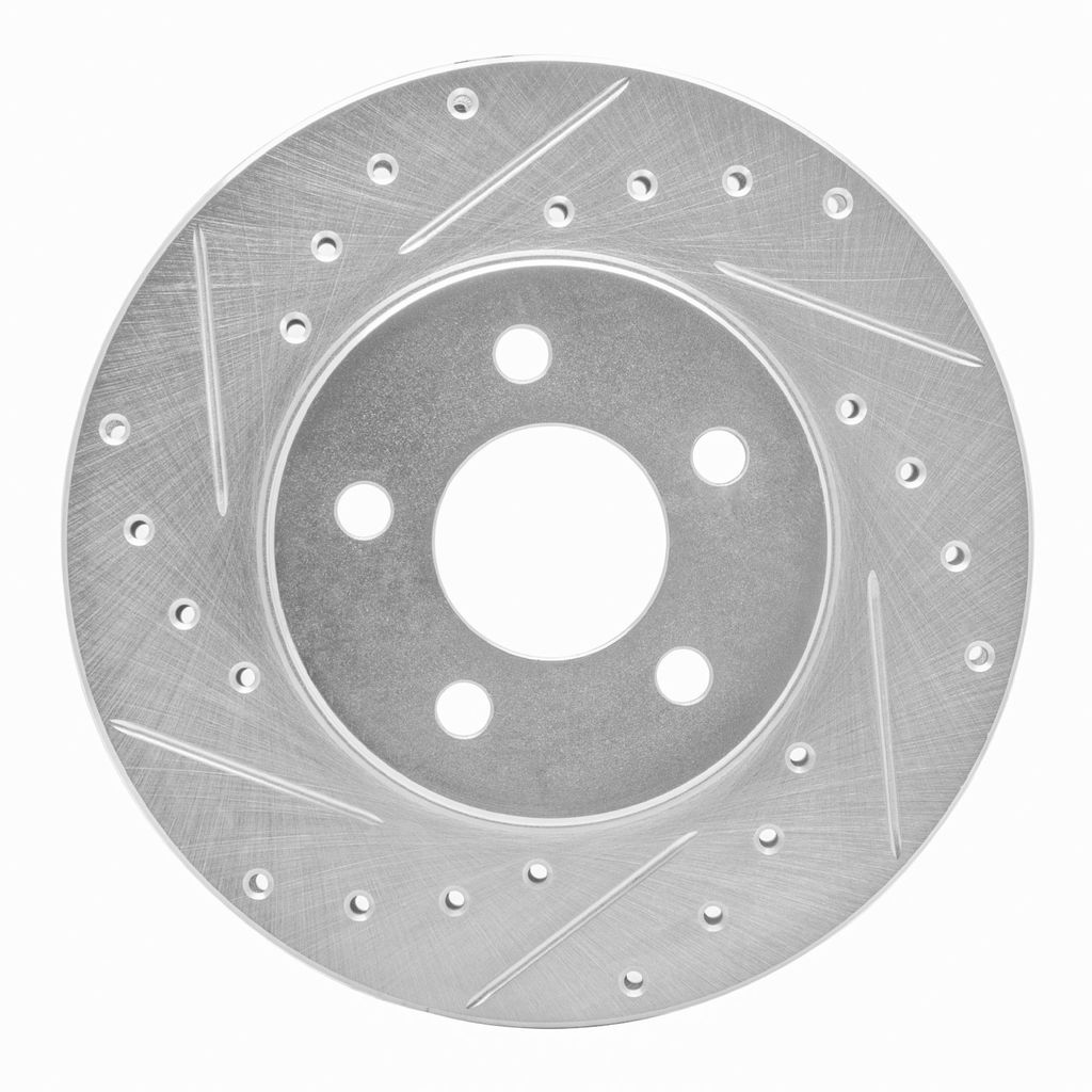 Dynamic Friction 631-40046L - Drilled and Slotted Silver Zinc Brake Rotor
