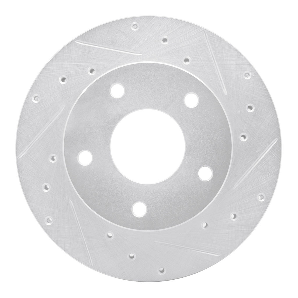 Dynamic Friction 631-47014R - Drilled and Slotted Silver Zinc Brake Rotor