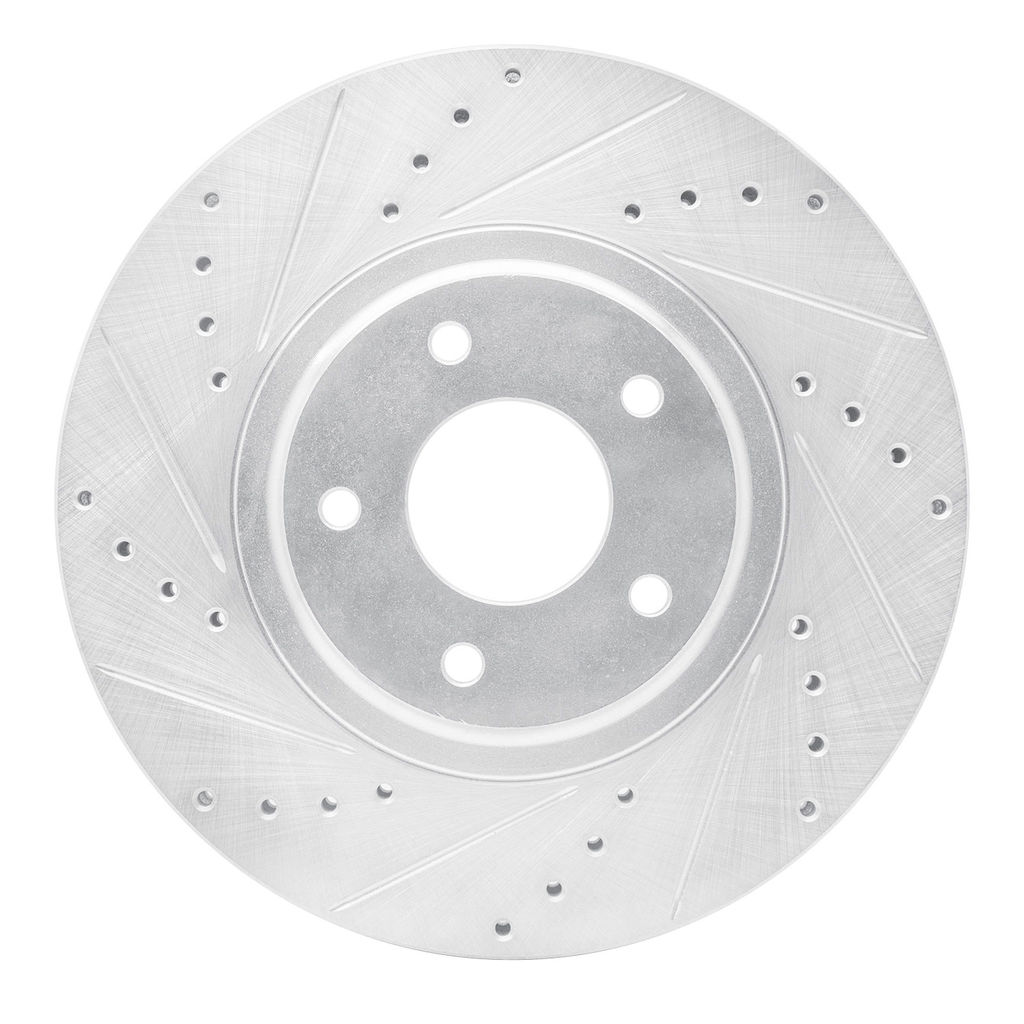 Dynamic Friction 631-67051L - Drilled and Slotted Silver Zinc Brake Rotor