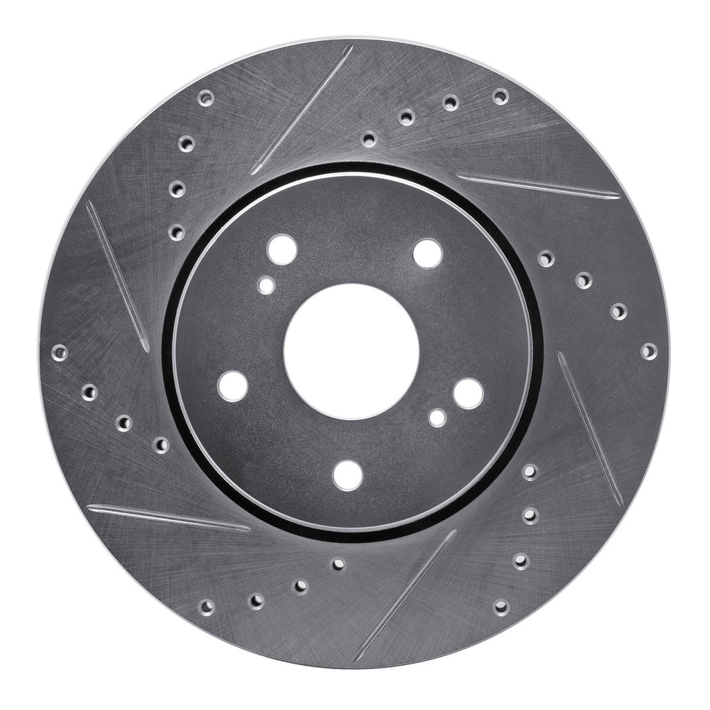 Dynamic Friction 631-01007L - Drilled and Slotted Silver Zinc Brake Rotor