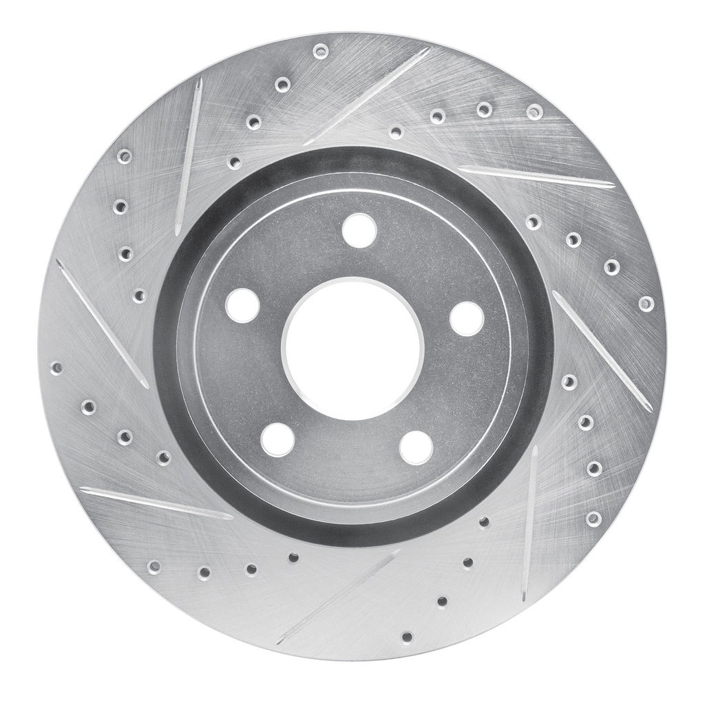 Dynamic Friction 631-42007L - Drilled and Slotted Silver Zinc Brake Rotor