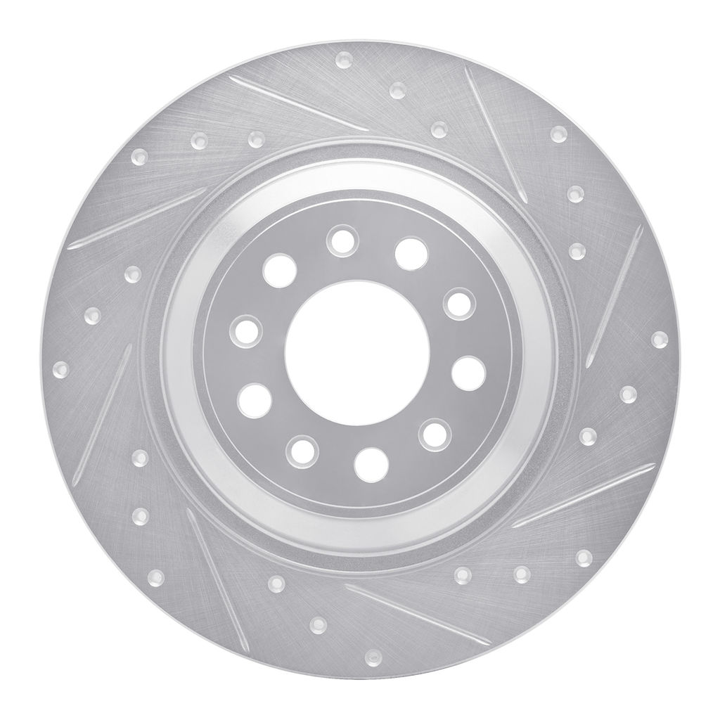 Dynamic Friction 631-42010R - Drilled and Slotted Silver Zinc Brake Rotor
