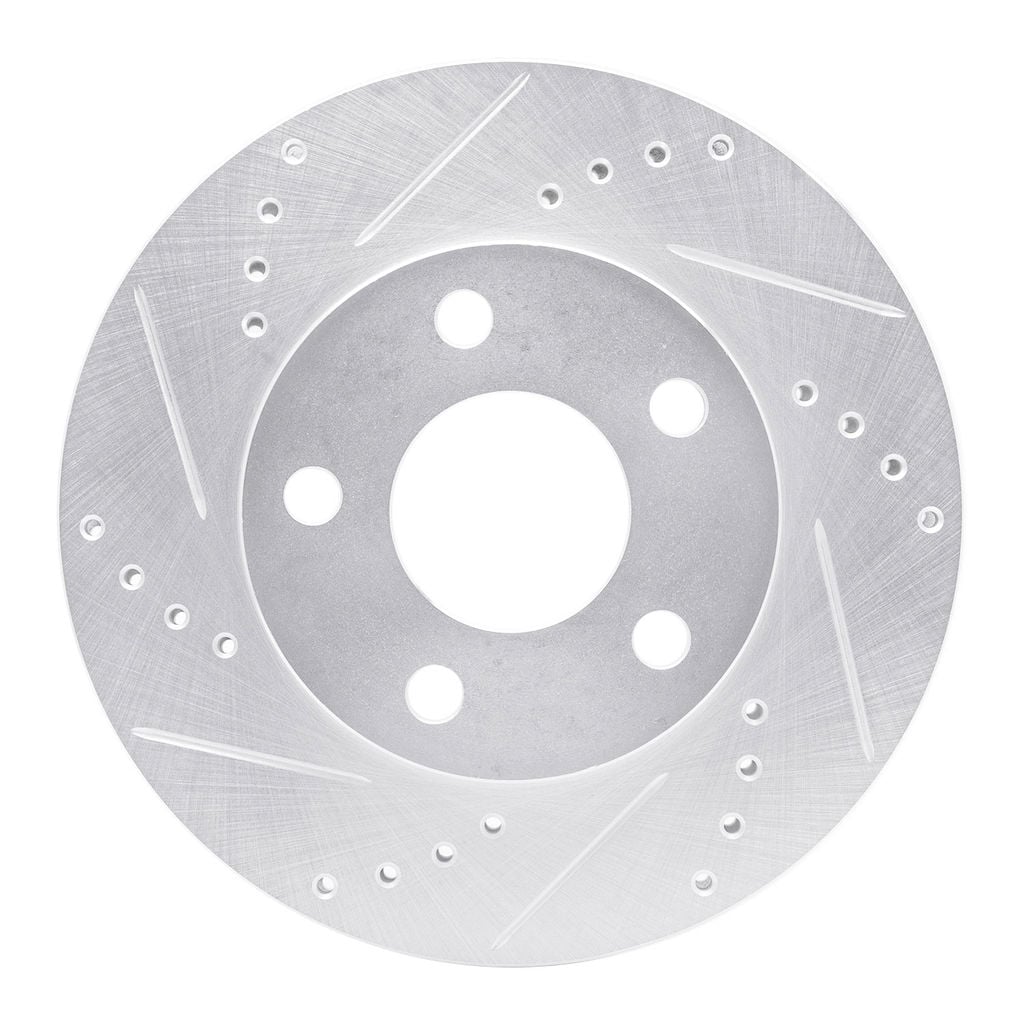 Dynamic Friction 631-47028L - Drilled and Slotted Silver Zinc Brake Rotor