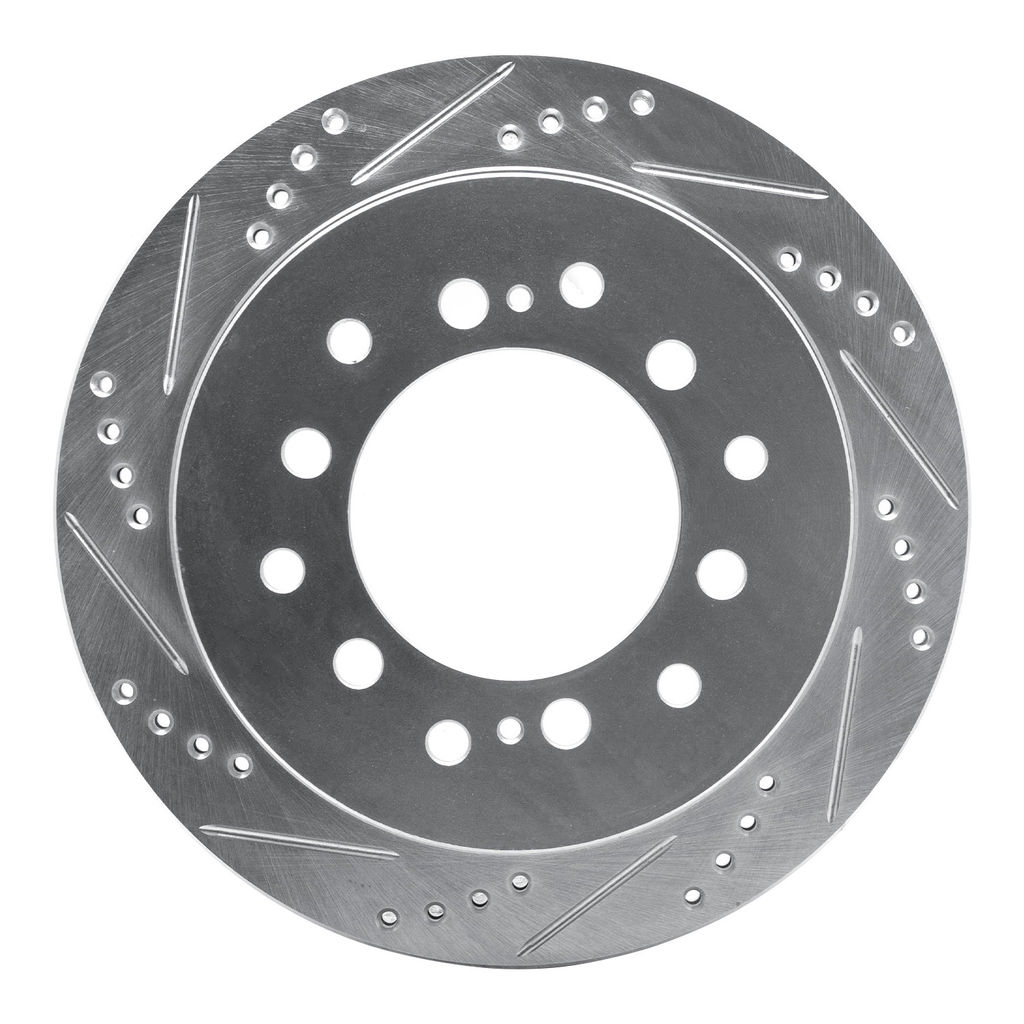 Dynamic Friction 631-76127L - Drilled and Slotted Silver Zinc Brake Rotor