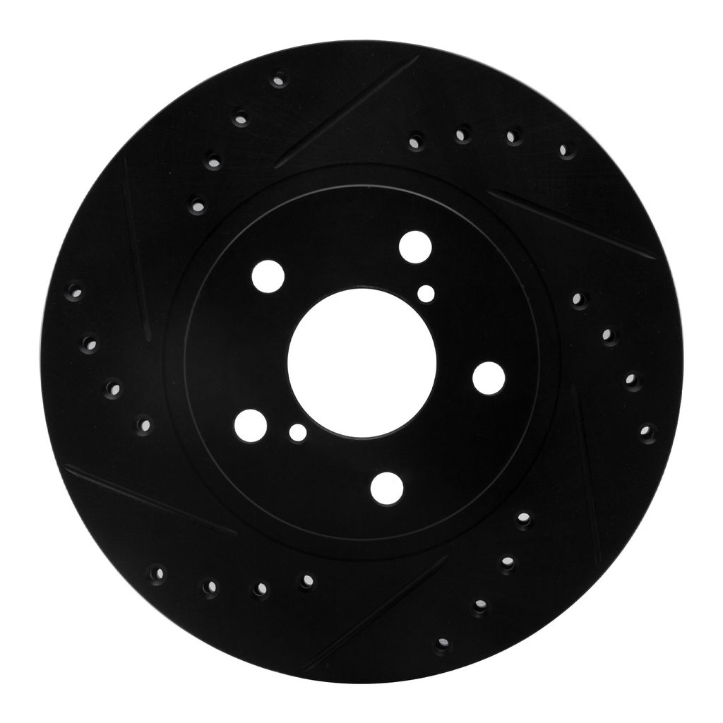 Dynamic Friction 633-13007L - Drilled and Slotted Black Zinc Brake Rotor