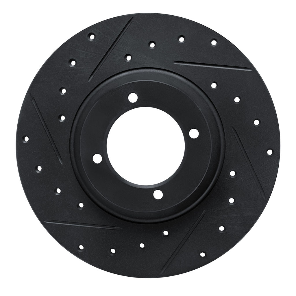 Dynamic Friction 633-14000L - Drilled and Slotted Black Zinc Brake Rotor