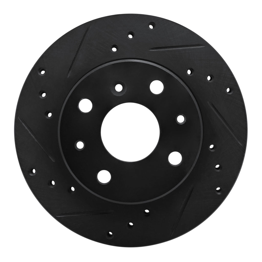 Dynamic Friction 633-19001L - Drilled and Slotted Black Zinc Brake Rotor