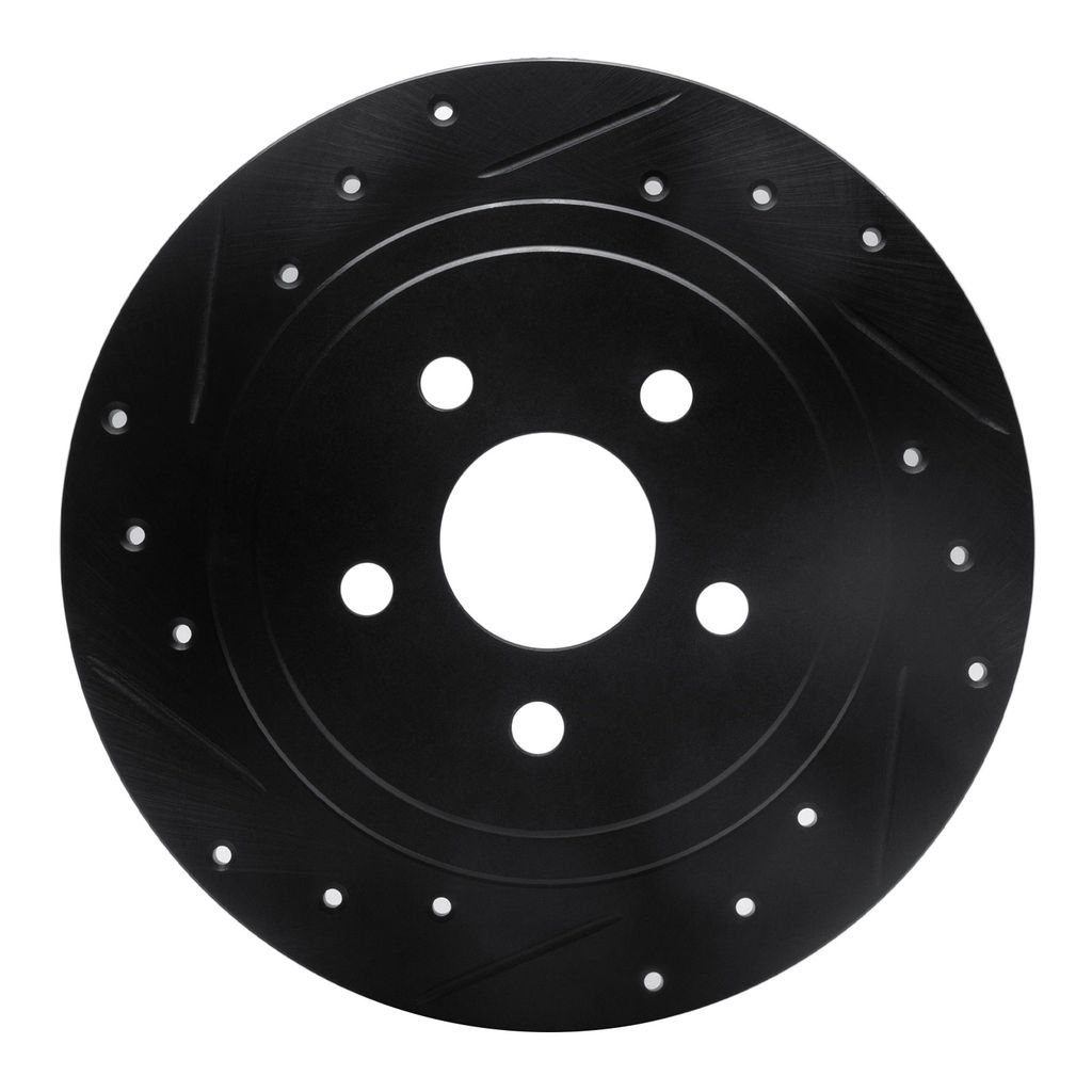Dynamic Friction 633-39006L - Drilled and Slotted Black Zinc Brake Rotor