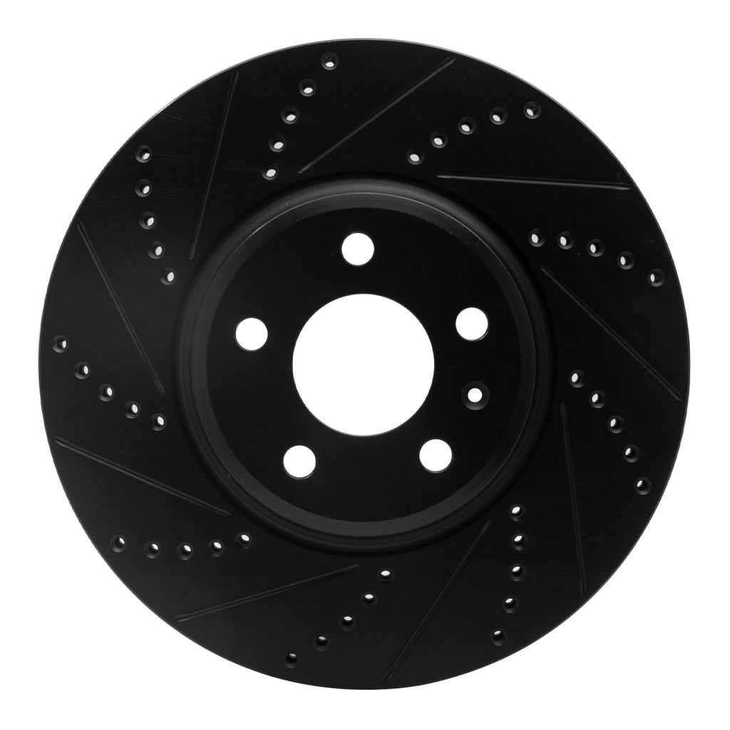 Dynamic Friction 633-73057L - Drilled and Slotted Black Zinc Brake Rotor