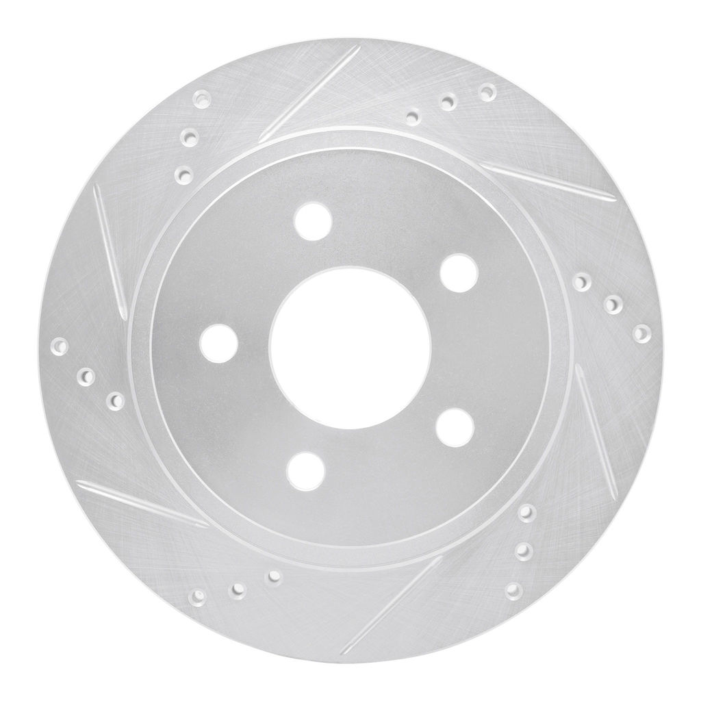 Dynamic Friction 631-47025L - Drilled and Slotted Silver Zinc Brake Rotor