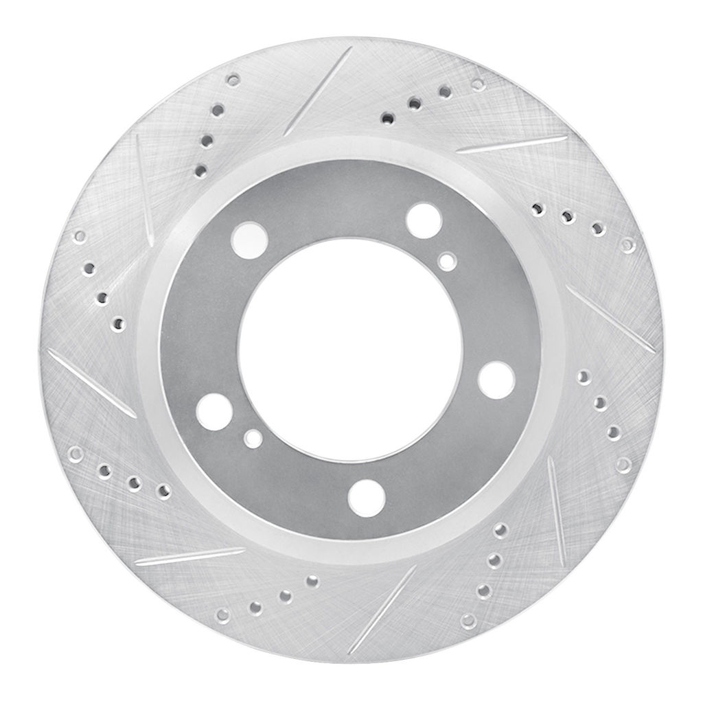 Dynamic Friction 631-76140L - Drilled and Slotted Silver Zinc Brake Rotor