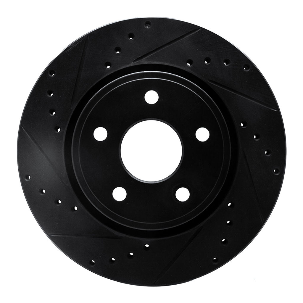 Dynamic Friction 633-42000L - Drilled and Slotted Black Zinc Brake Rotor