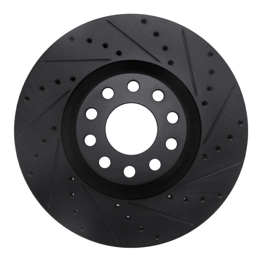 Dynamic Friction 633-73023R - Drilled and Slotted Black Zinc Brake Rotor