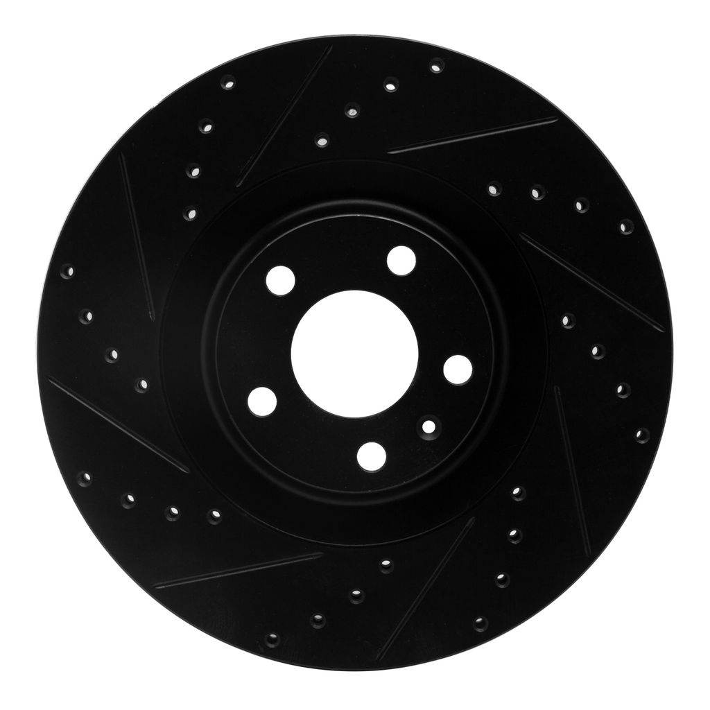 Dynamic Friction 633-73031L - Drilled and Slotted Black Zinc Brake Rotor