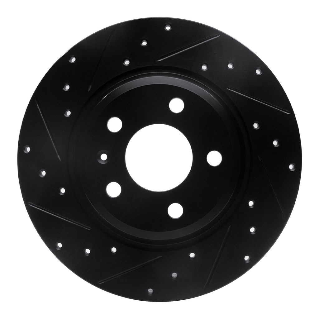 Dynamic Friction 633-73061L - Drilled and Slotted Black Zinc Brake Rotor