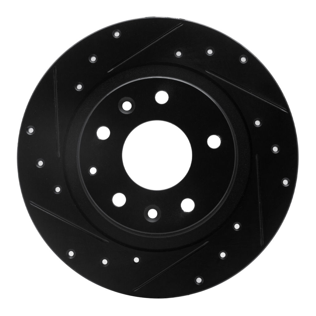 Dynamic Friction 633-80075L - Drilled and Slotted Black Zinc Brake Rotor