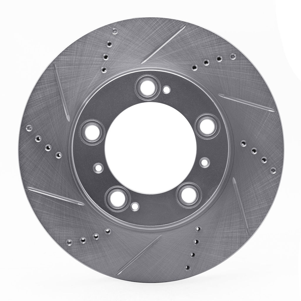 Dynamic Friction 631-02028L - Drilled and Slotted Silver Zinc Brake Rotor