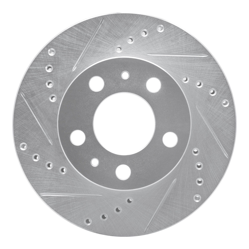Dynamic Friction 631-27005L - Drilled and Slotted Silver Zinc Brake Rotor