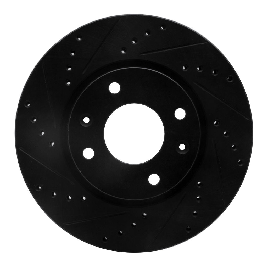 Dynamic Friction 633-03000L - Drilled and Slotted Black Zinc Brake Rotor